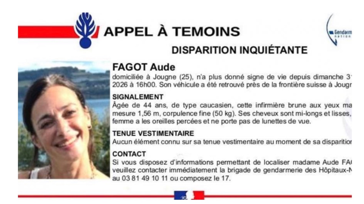 Doubs : appel à témoins après la disparition inquiétante d’une infirmière de 44 ans